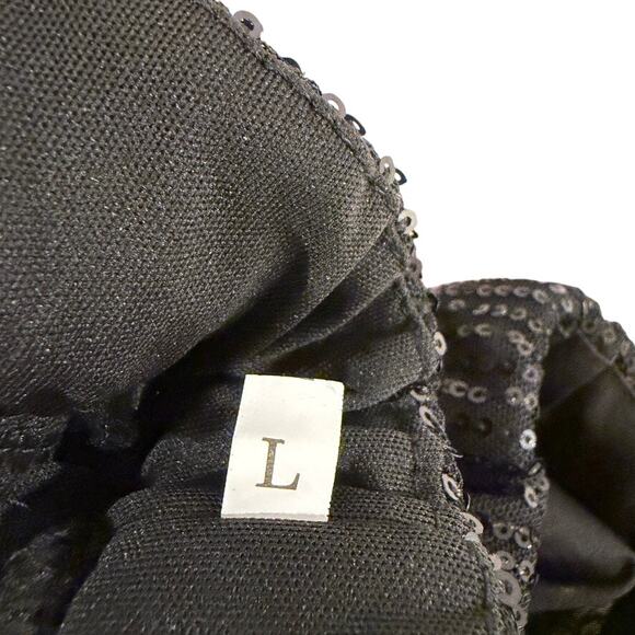 Black Sequin Wide Leg Party Pants Women’s L Sparkly Evening Holiday NYE Dancing - Picture 5 of 7